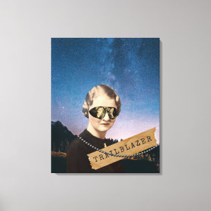 Vintage Woman Trailblazer Night Sky Pop Art Canvas Print