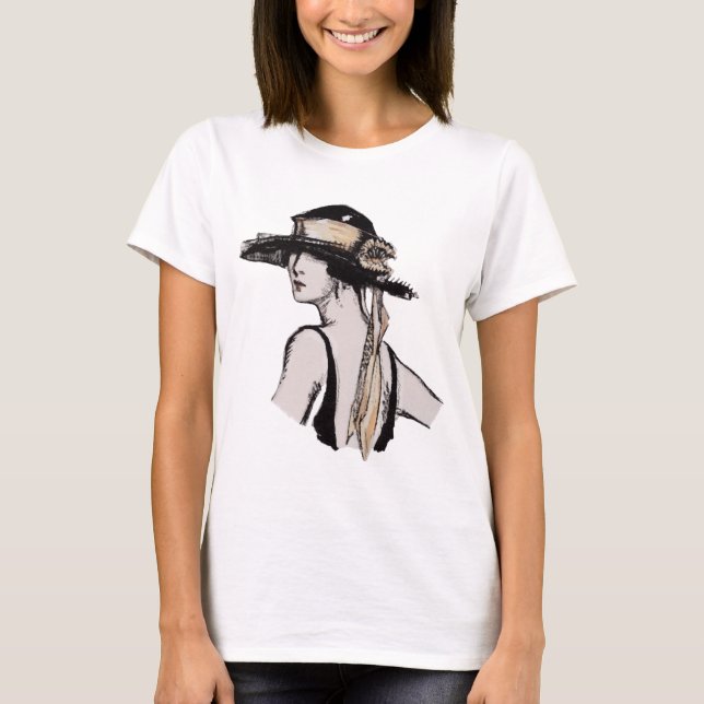 Vintage woman wearing hat T-Shirt (Front)