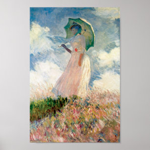 Vintage Woman with a Parasol Facing Left Monet Poster