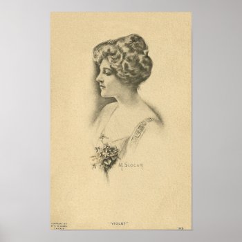 Vintage Woman With Bouquet Poster by thedustyattic at Zazzle