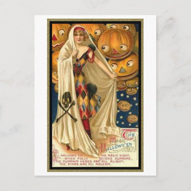 Vintage Woman with Cape Postcard (Front)