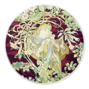 Vintage Woman with Daisy Ceramic Knob