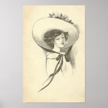 Vintage Woman With Hat Poster by thedustyattic at Zazzle