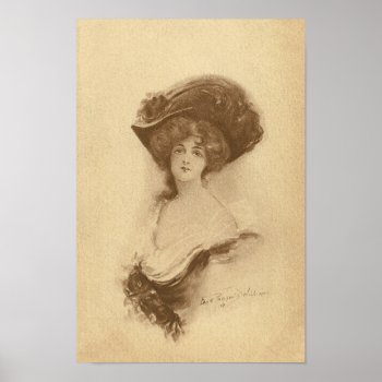 Vintage Woman With Hat Poster by thedustyattic at Zazzle