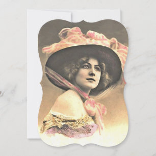 Vintage Woman With Hat Template Invitations