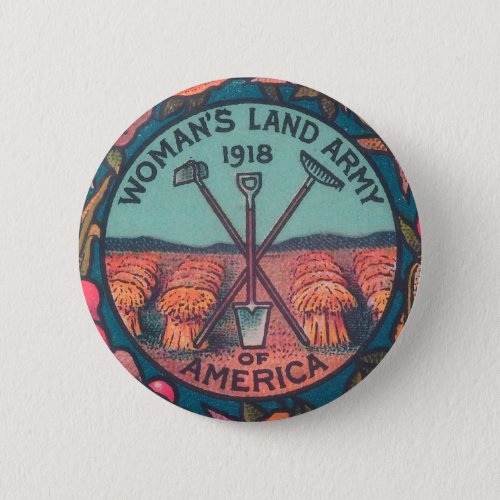 Vintage Womans Land Army Feminist Suffrage Protest Button