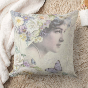 Vintage Woman's Photograph Throw Pillow