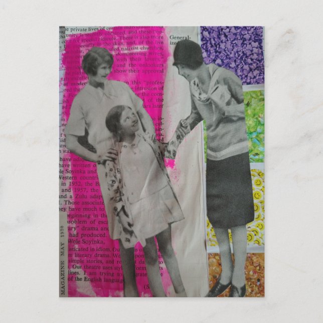 Vintage Women and a Girl Collage Postcard (Front)