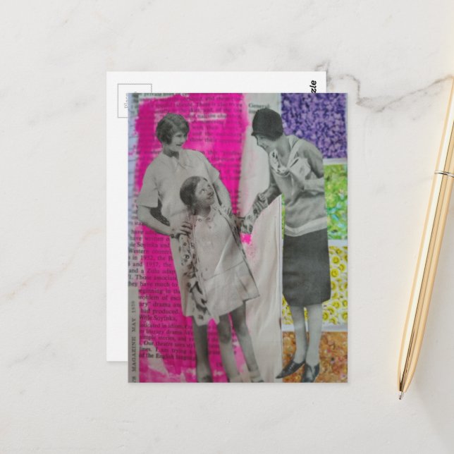 Vintage Women and a Girl Collage Postcard (Front/Back In Situ)