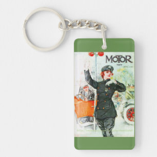 "Vintage women and Wheels" Keychain