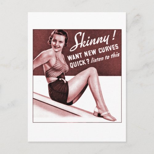 Vintage Women Are you Skinny Put on Curves Postcard