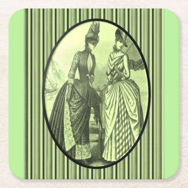 vintage women coasters green (Front)