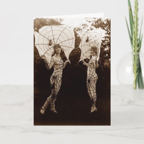 Vintage Women Dressed as Spider Webs Postcard