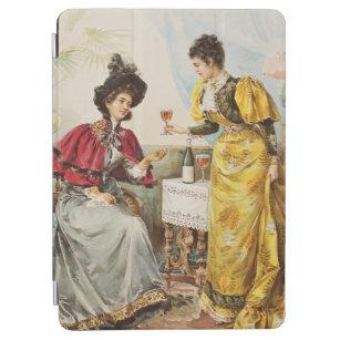 Vintage Women Drinking Wine iPad Case Cover