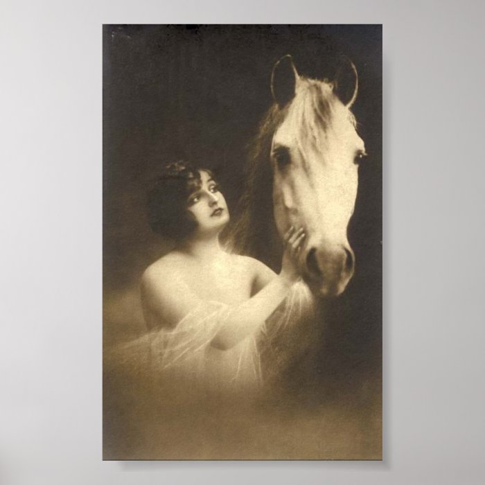 Vintage Women & Horse Poster