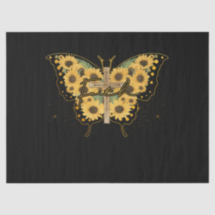 Vintage Women Men Faith Cross Sunflower Butterfly Tissue Paper