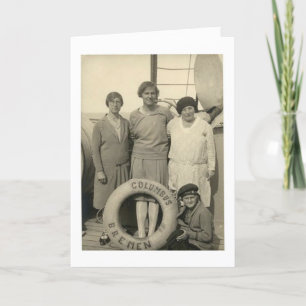 Vintage Women on Ocean Liner Bon Voyage Card