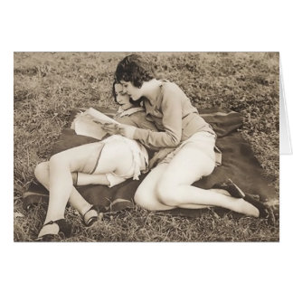 Vintage Women Reading Cards