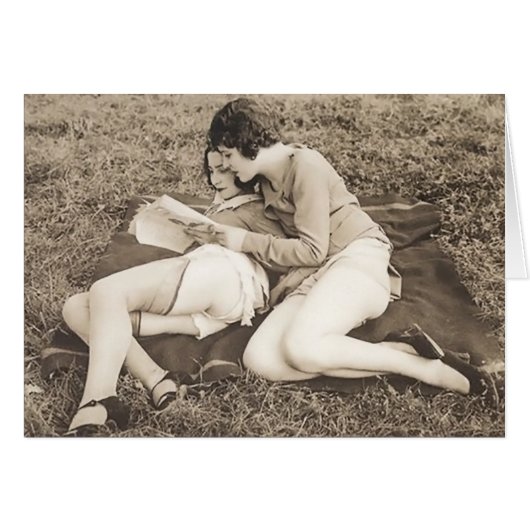 Vintage Women Reading Cards (Front Horizontal)