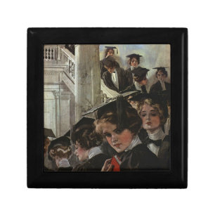 Vintage Women’s Graduation Illustration Elegant Keepsake Box