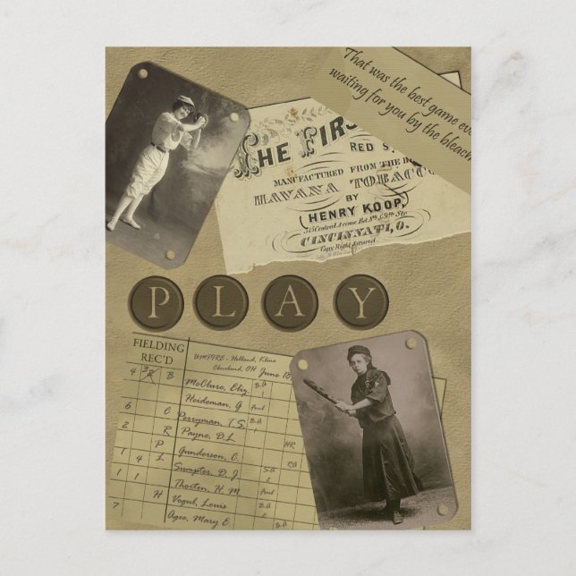 Vintage Women's Baseball Postcard (Front)