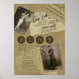 Vintage Women's Baseball Scrapbook Print