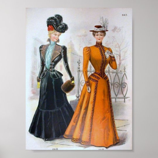 Vintage Women's Fashion 1890's Poster  Zazzle.com