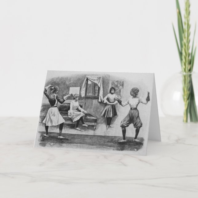 Vintage Women's Fencing Bout Note Card (Front)