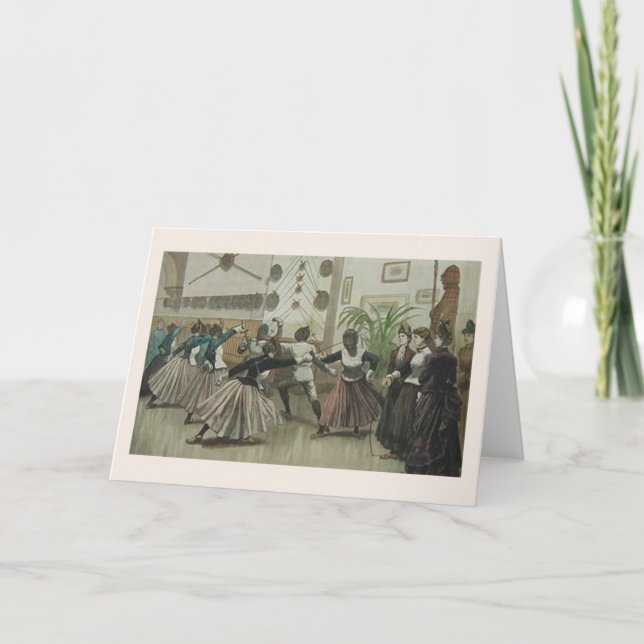 Vintage Women's Fencing Class Note Card (Front)