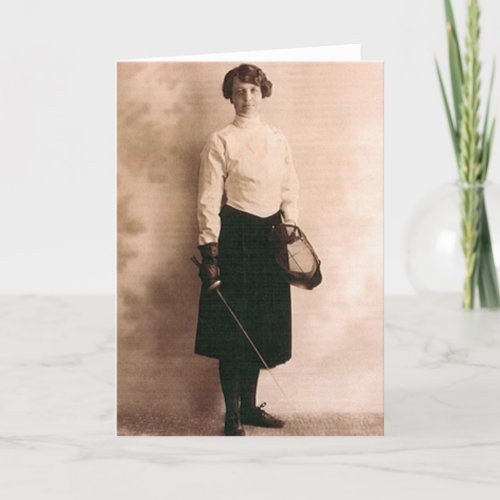 Vintage Womens Foil Fencing Note Card