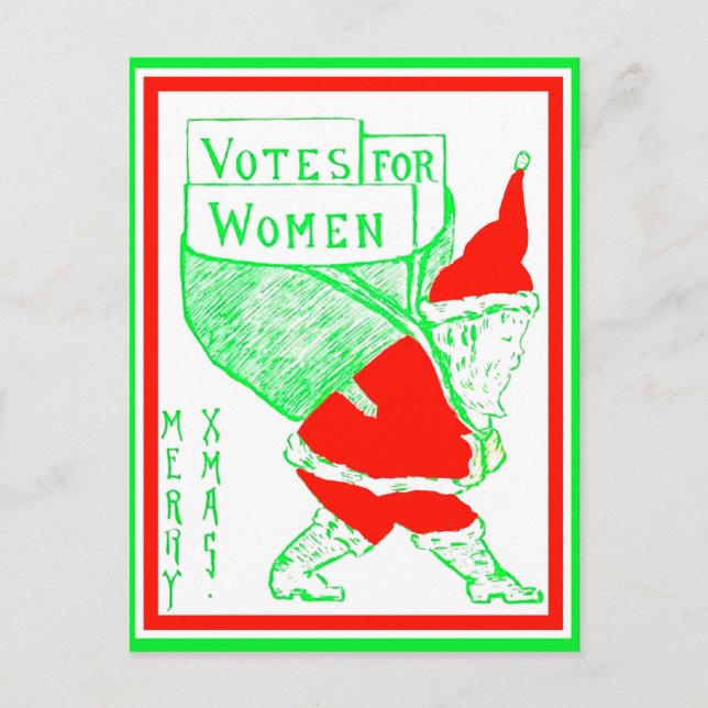 Vintage Women's Suffrage Christmas Santa (copy) Postcard (Front)