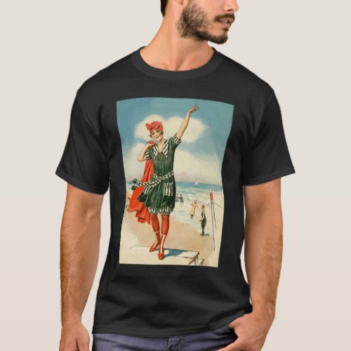 Vintage Womens Swimsuit Beach Girl T_Shirt