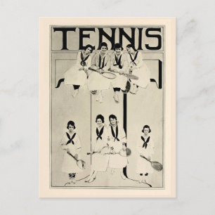 Vintage women's tennis team promotion 1920 postcard