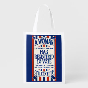 Vintage Women's Voting Rights Support Reprint Grocery Bag