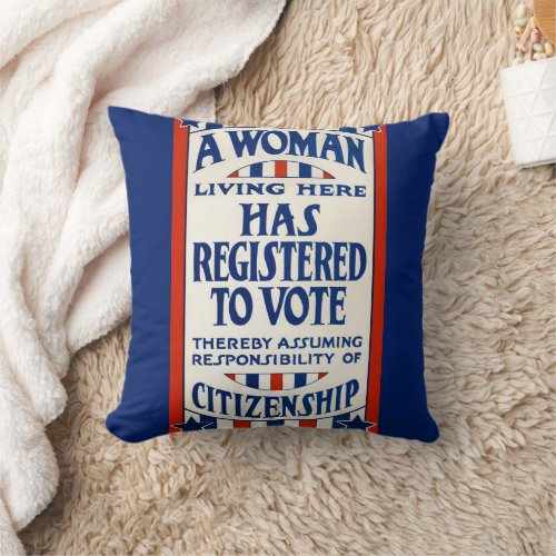 Vintage Womens Voting Rights Support Reprint Throw Pillow