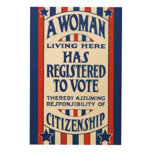 Vintage Womens Voting Rights Support Reprint Wood Wall Art