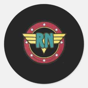 Vintage Wonder Nurse Rn Superhero Distressed Classic Round Sticker