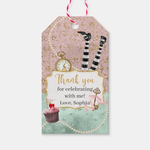 Vintage Wonderland Birthday Thank You Gift Tags