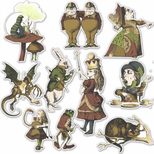 Vintage Wonderland Characters Stickers