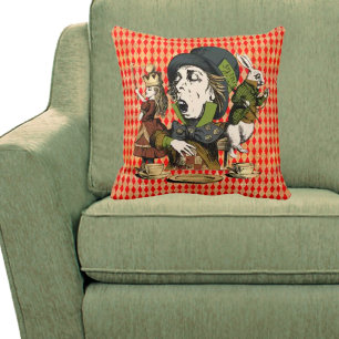 Vintage Wonderland Characters Throw Pillow