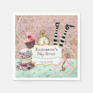 Vintage Wonderland Pink and Turquoise Napkins