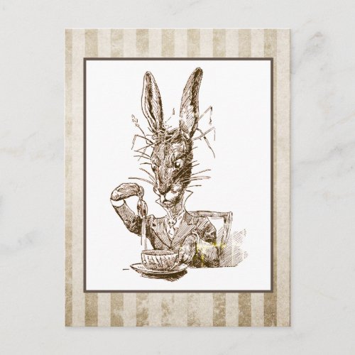 Vintage Wonderland Rabbit Illustration Postcard