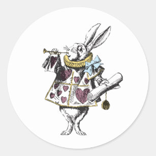 Vintage Wonderland White Rabbit Classic Round Sticker