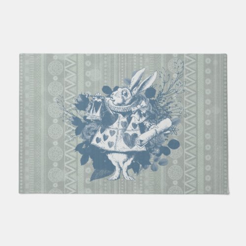 Vintage Wonderland White Rabbit Herald Doormat