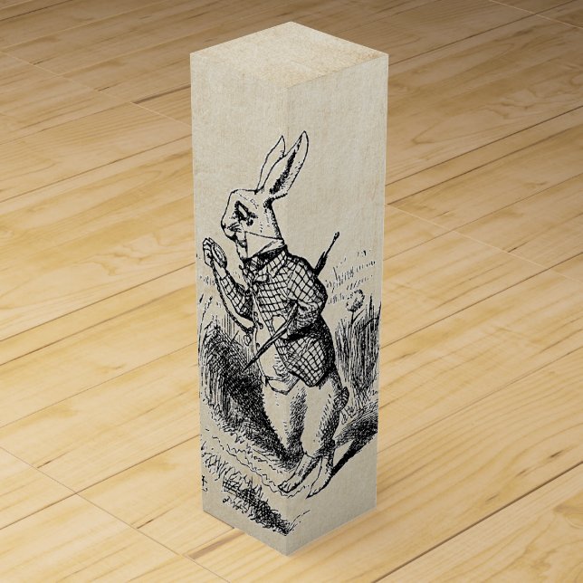 Vintage Wonderland White Rabbit Wine Box (Front)