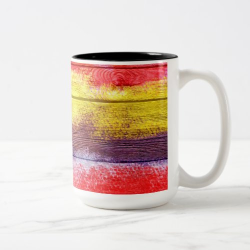 Vintage Wood Abstract Painting 15 Two_Tone Coffee Mug