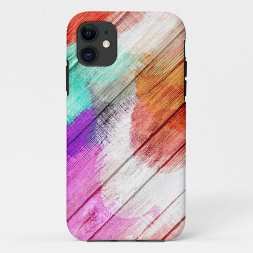 Vintage Wood Abstract Painting 2 iPhone 11 Case