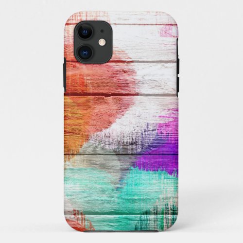 Vintage Wood Abstract Painting 3 iPhone 11 Case