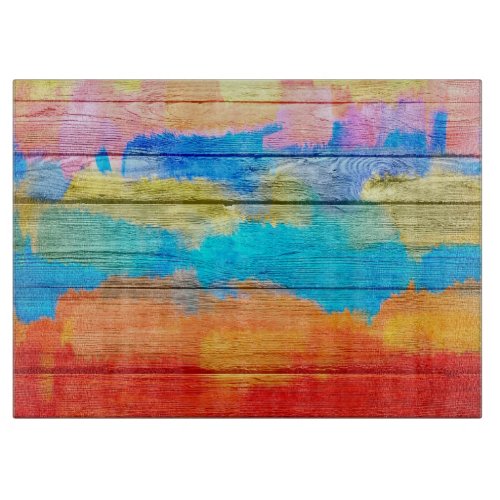 Vintage Wood Abstract Painting 3 Cutting Board