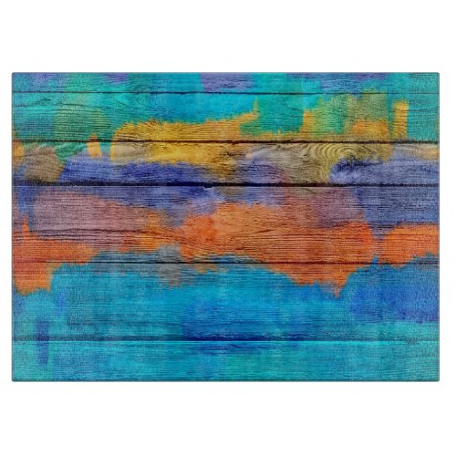 Vintage Wood Abstract Painting 4 Cutting Board